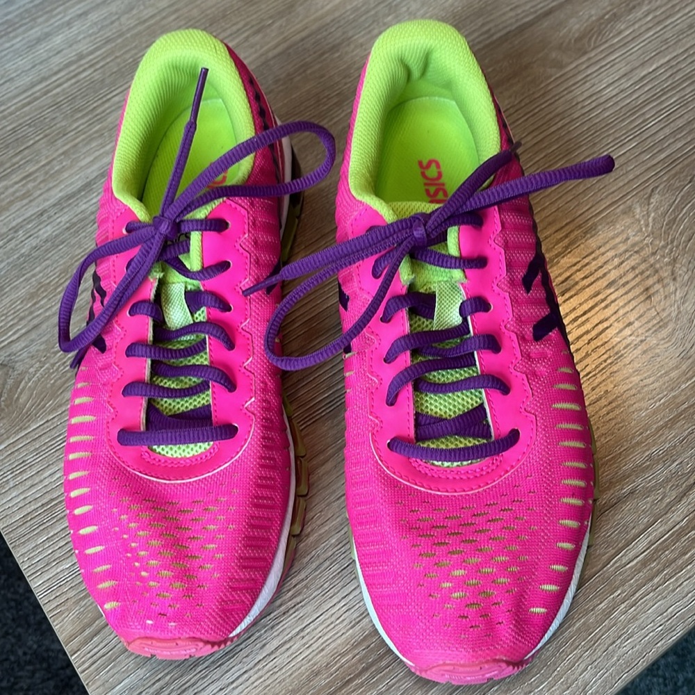 ASICS Girls Pink, Purple, Lime Sneakers - Picture 3 of 9